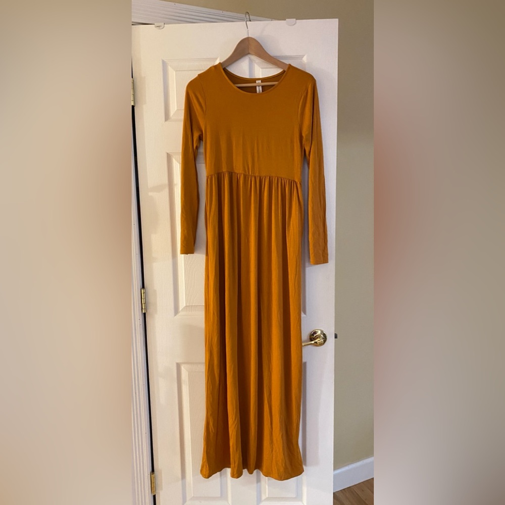 Gold mustard yellow autumn dress